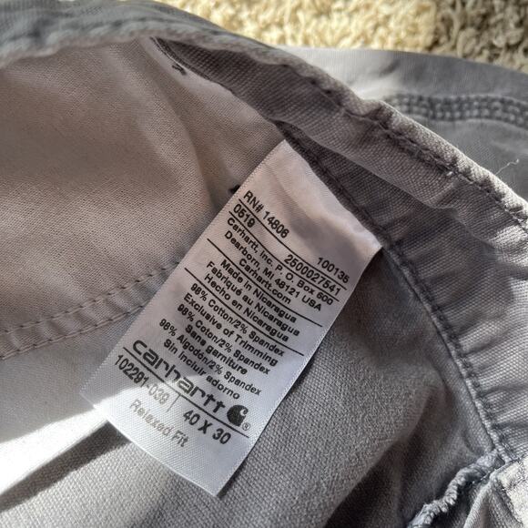 Carhartt Pants Mens 40x30 Gray Relaxed Utility Pockets Work 102291-039 - Picture 4 of 8